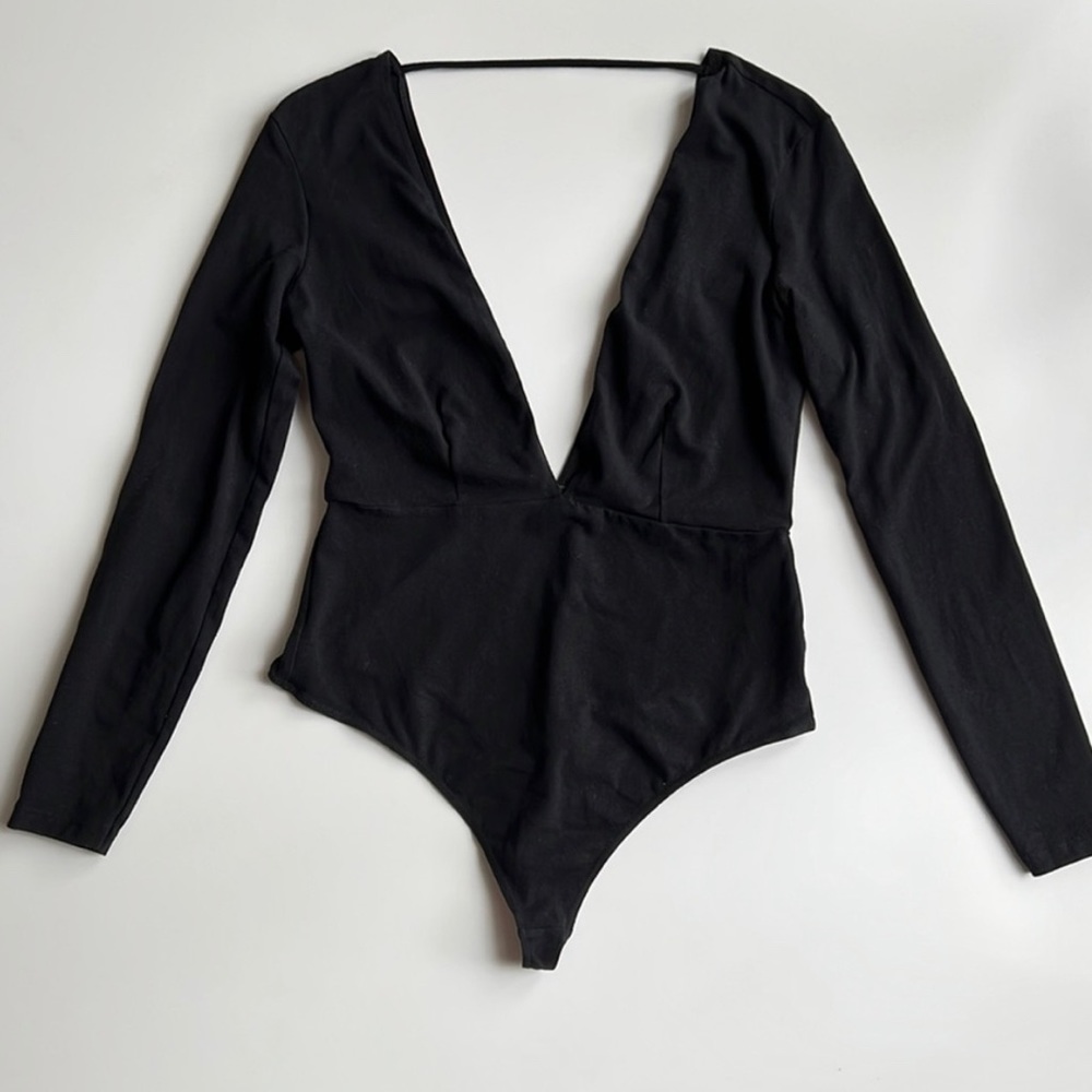 American Apparel Deep V Long Sleeve Bodysuit